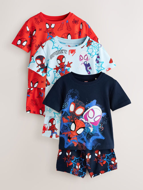 Navy/Red Spidey and Friends Short Pyjamas 3 Pack (12mths-10yrs)