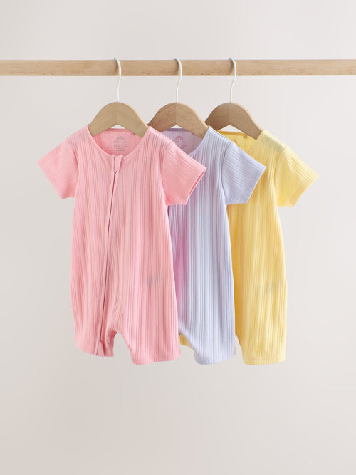 Bright 3 Pack Two Way Zip Baby Romper (0mths-3yrs)