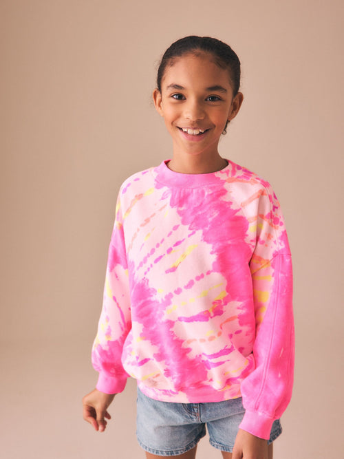 Pink/Yellow Tie Dye Sweatshirt (3-16yrs)