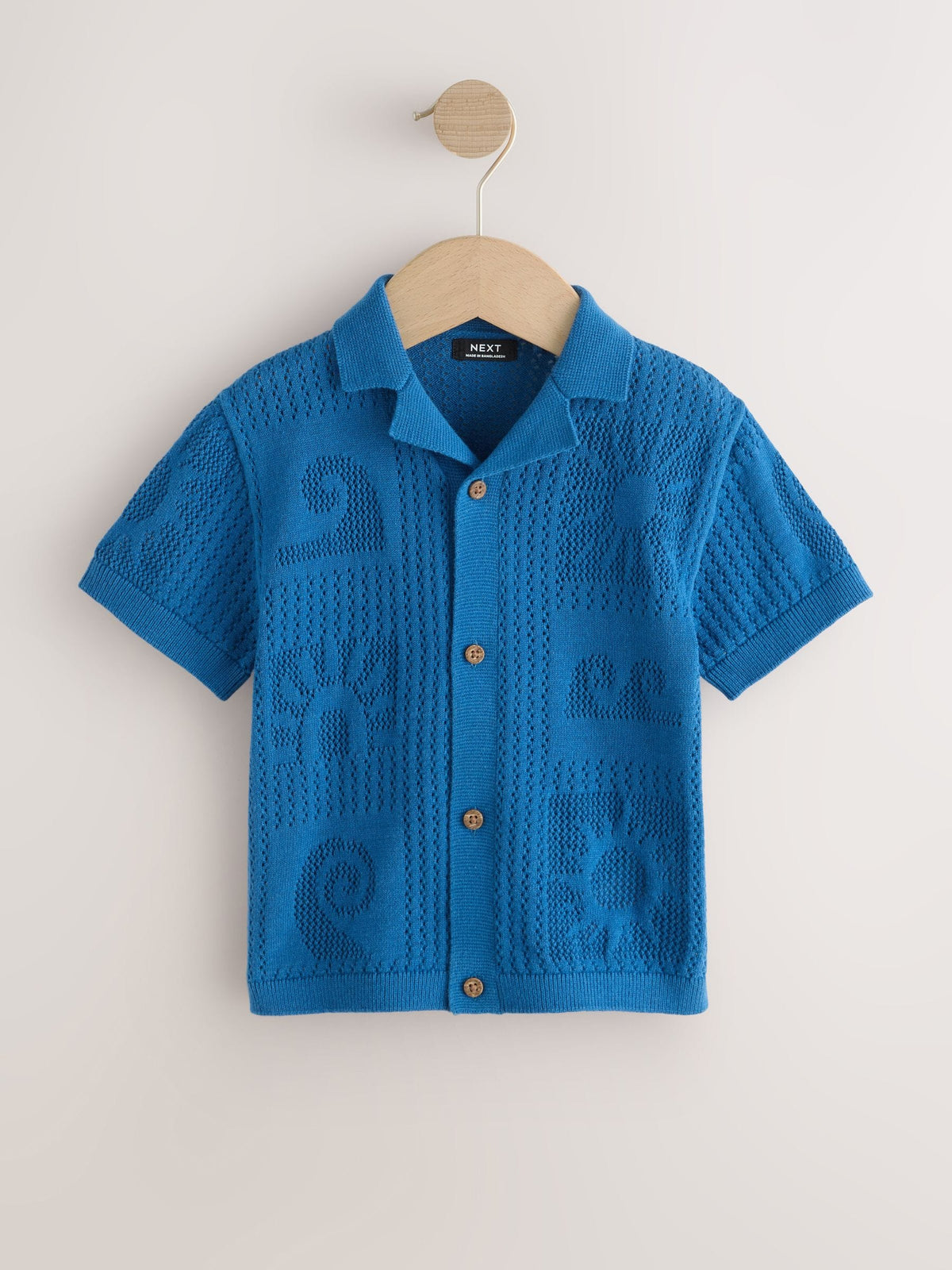 Blue Textured Knitted Polo Shirt (3mths-7yrs)