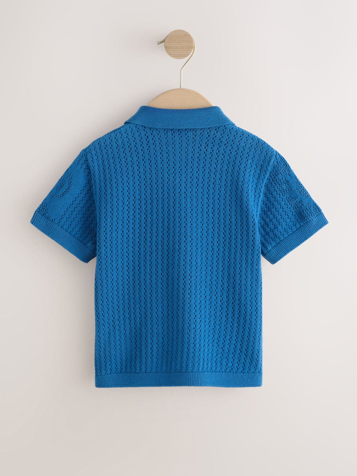 Blue Textured Knitted Polo Shirt (3mths-7yrs)