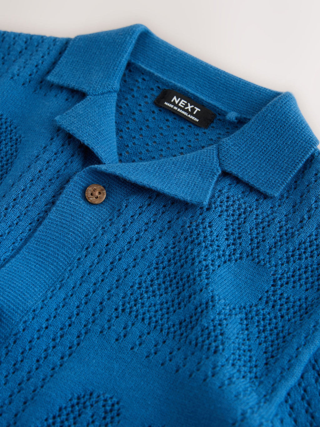 Blue Textured Knitted Polo Shirt (3mths-7yrs)
