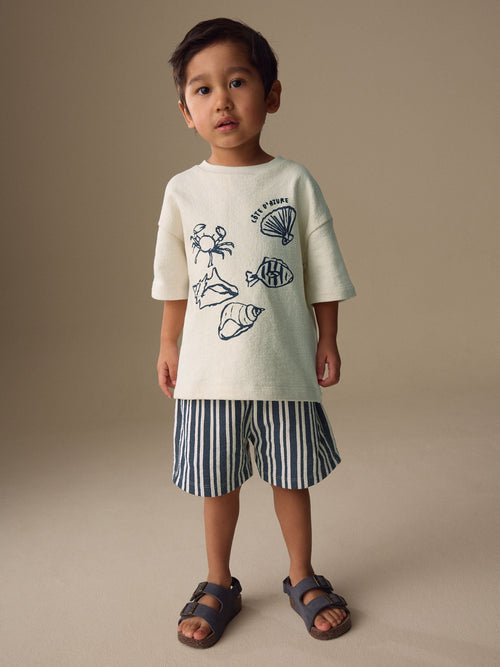 Ecru Textured Short Sleeve T-Shirt and Shorts Set (3mths-7yrs)