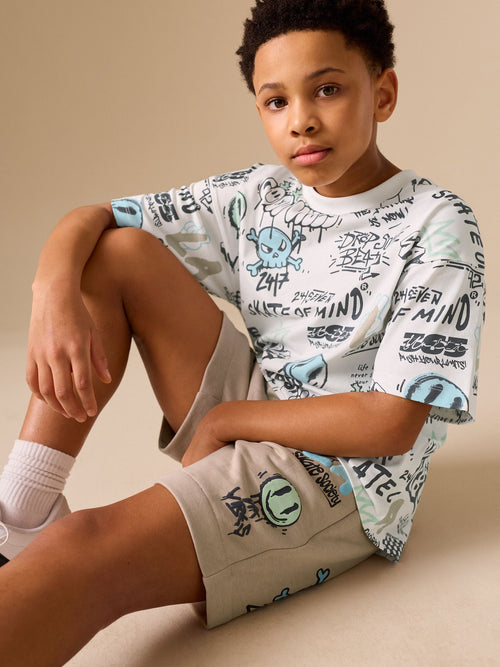 Stone Short Sleeve T-Shirt and Shorts Set (3-16yrs)