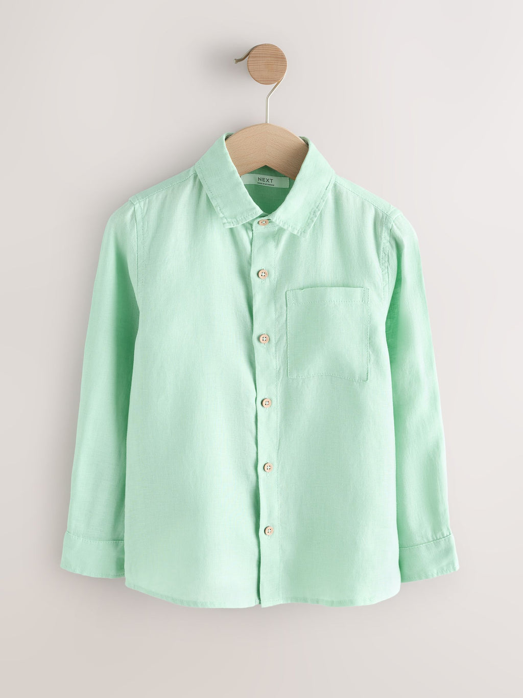 Light Green Long Sleeve Linen Shirt (3-16yrs)