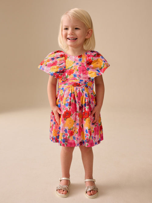 Multi Bright Print Angel Sleeve Prom Dress (3mths-8yrs)
