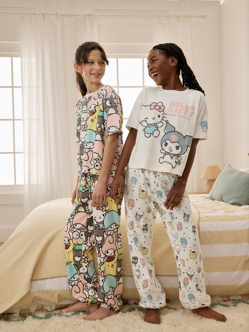 Ecru/Pink Hello Kitty Pyjamas 2 Pack (3-16yrs)