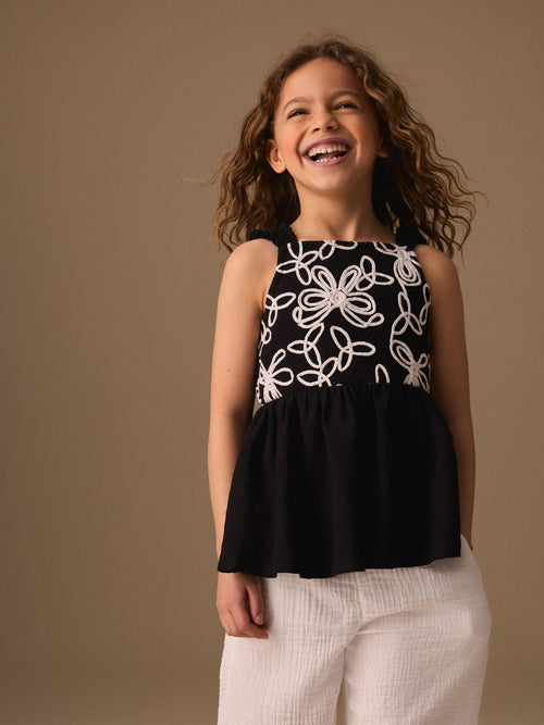 Black Cornelli Peplum Vest (3-16yrs)