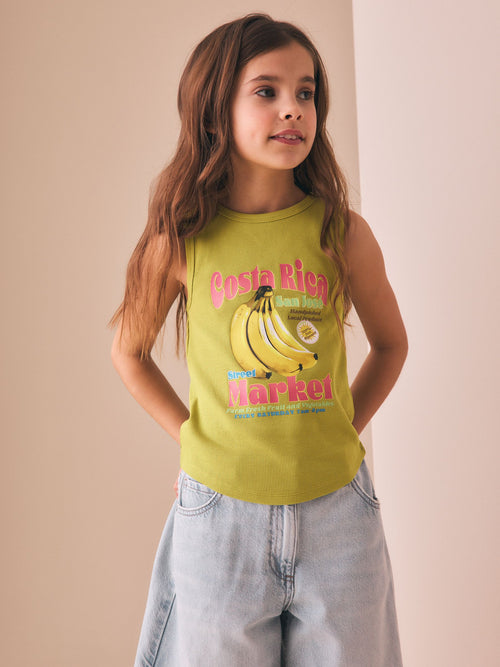 Green Banana Ribbed Vest (3-16yrs)