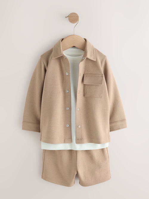 Tan Brown Jersey Shirt T-Shirt and Shorts Set (3mths-7yrs)
