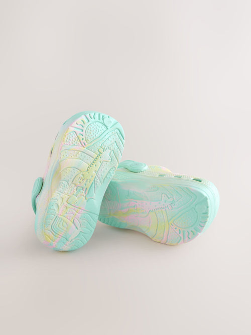 Aqua Blue Marble Wide Fit (G) Comfort Clogs