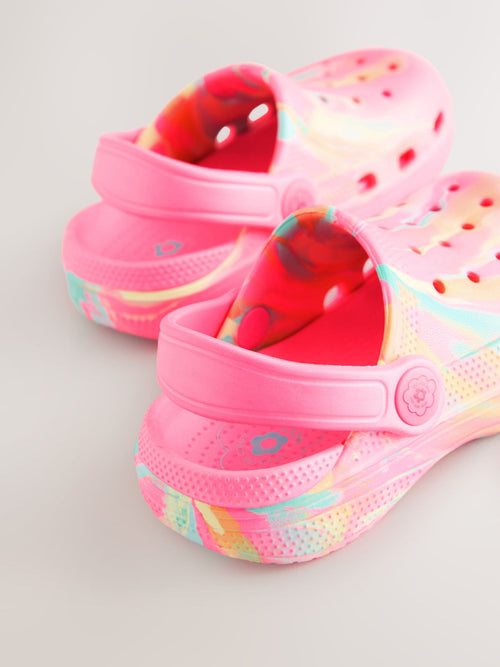 Bright Pink Marble Wide Fit (G) Comfort Clogs