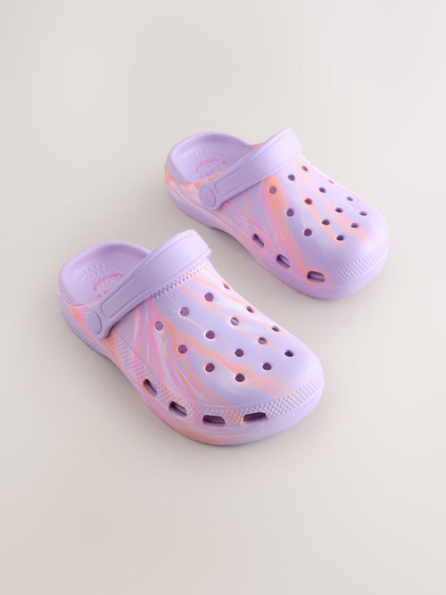 Lilac Purple Marble Wide Fit (G) Comfort Clogs