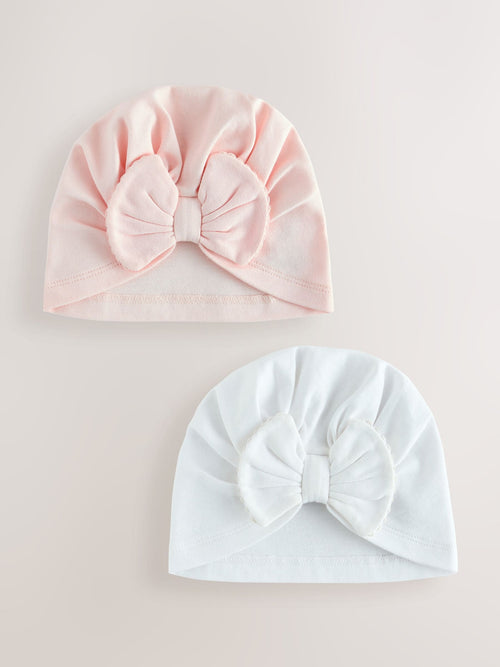 Pink/White Turbans 2 Pack (0-18mths)