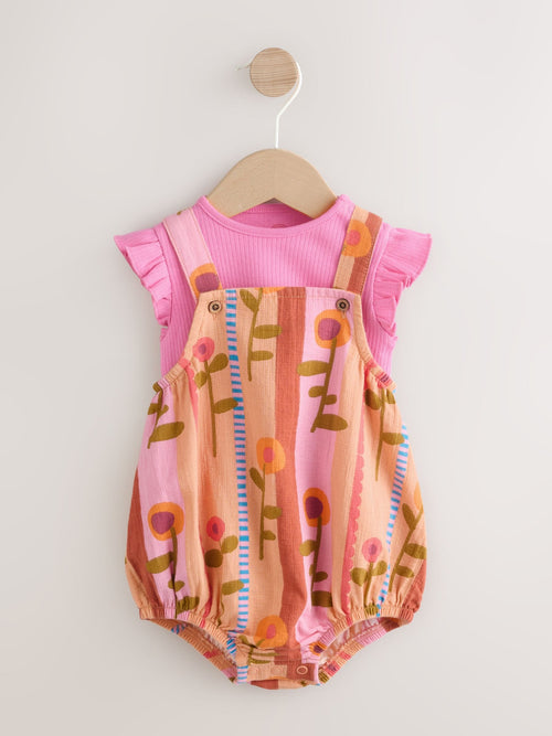 Pink Bright Bloomer Baby Romper with Bodysuit Set 2 Piece (0mths-2yrs)