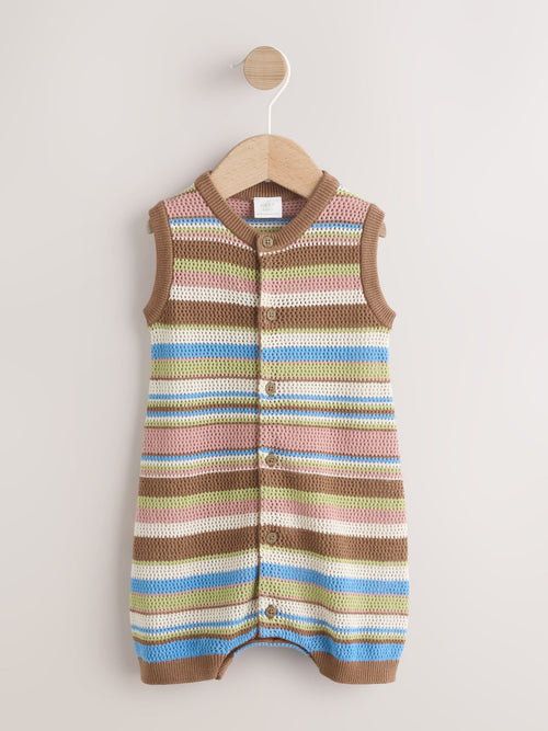 Brown Stripe Knitted Baby Romper (0mths-3yrs)