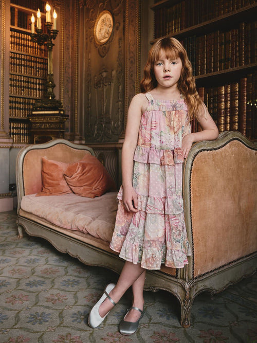 Pink Mixed Print Strappy Occasion Dress (3-16yrs)