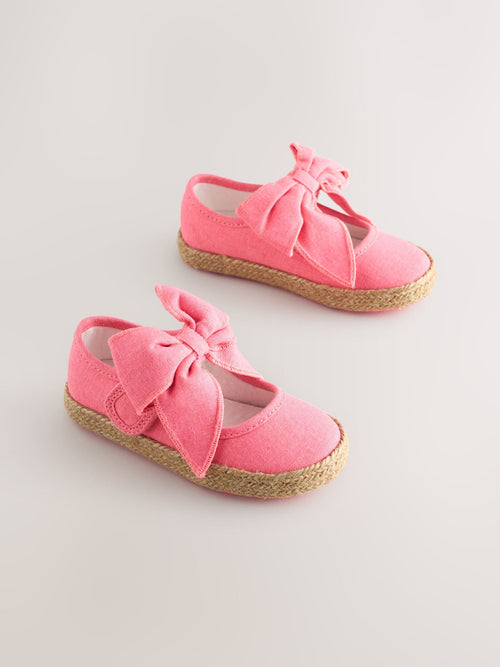 Fluro Pink Bow Espadrille Shoes