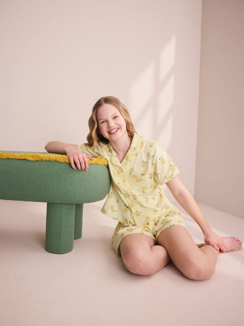 Yellow Short Button Through Pyjamas (3-16yrs)