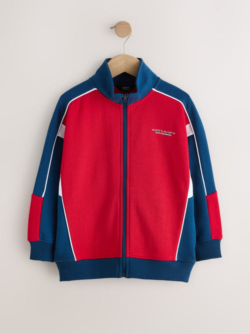 Red Panelled Sports Zip Up Jacket (3-16yrs)