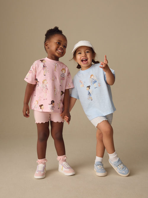 Pink/Blue Fairy Top & Cycle Shorts Set 2 Pack (3mths-7yrs)