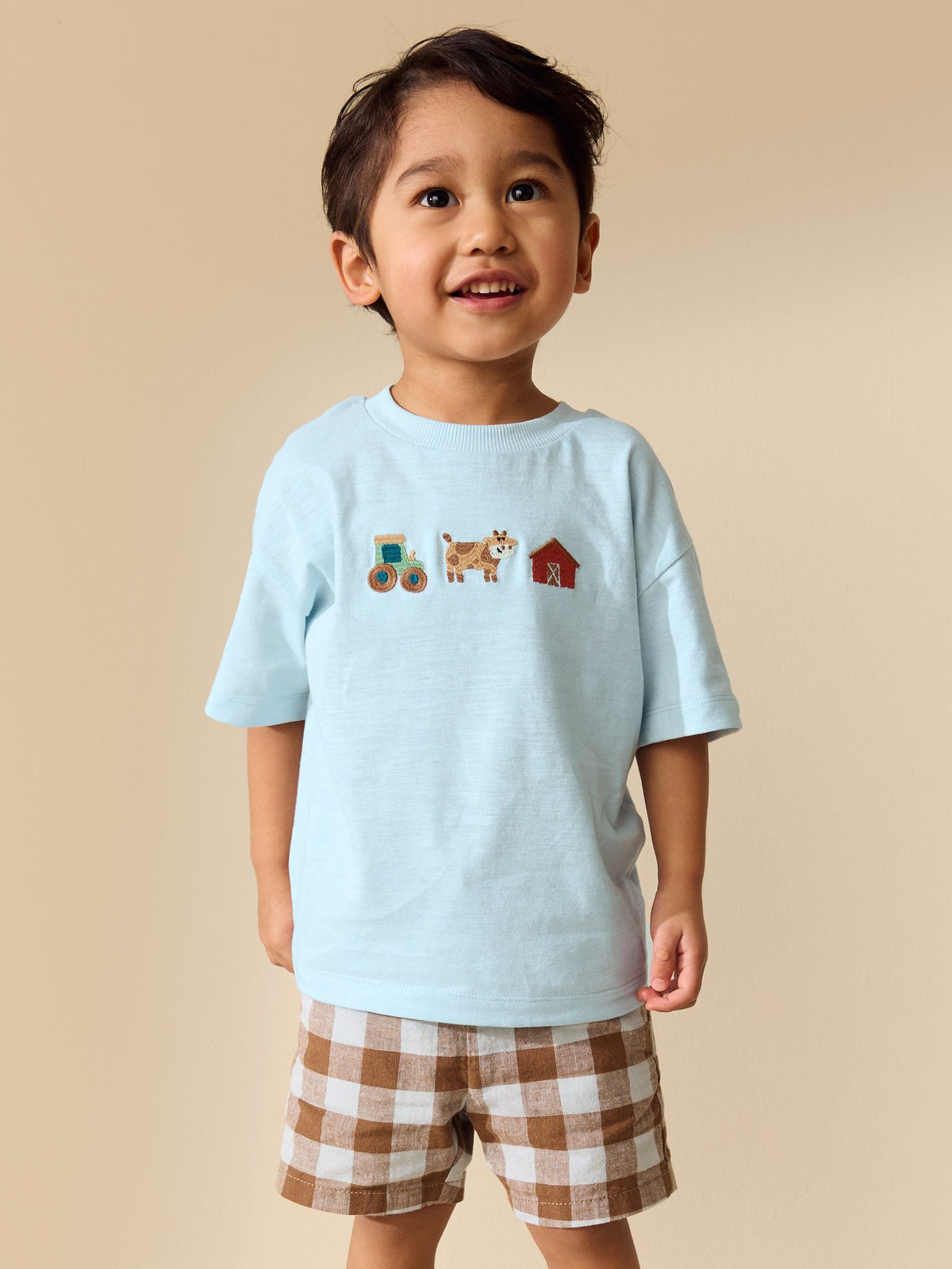 Blue Farm Trio Embroidery Short Sleeve Appliqué T-Shirt (3mths-7yrs)