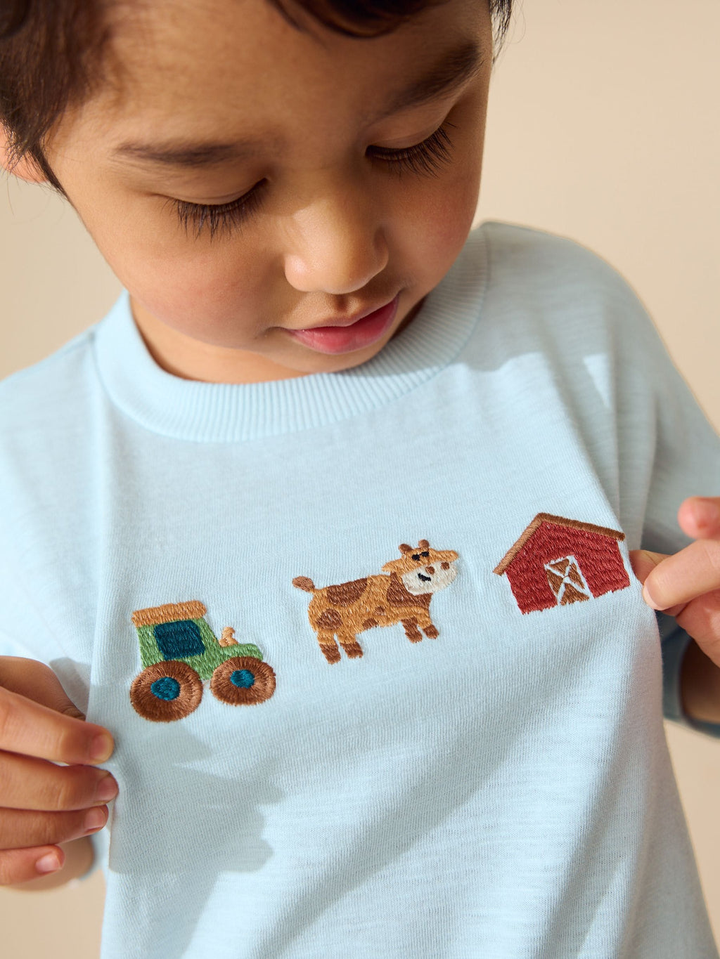 Blue Farm Trio Embroidery Short Sleeve Appliqué T-Shirt (3mths-7yrs)