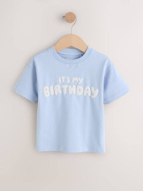 Blue It's My Birthday Short Sleeve Graphic T-Shirt (3mths-7yrs)