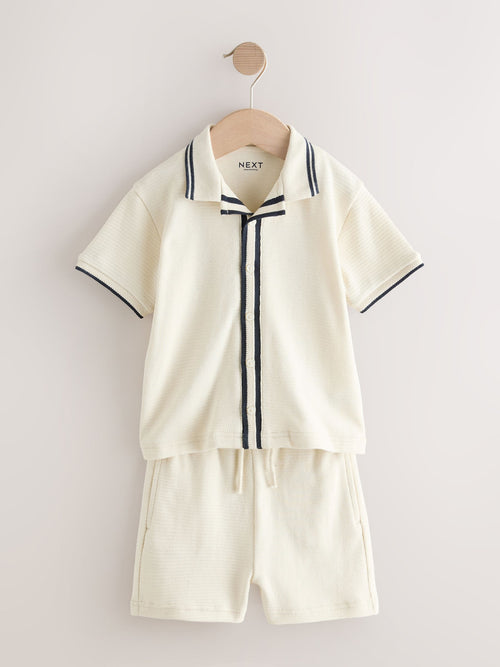 Ecru Short Sleeve Shirt and Shorts Set (3mths-7yrs)