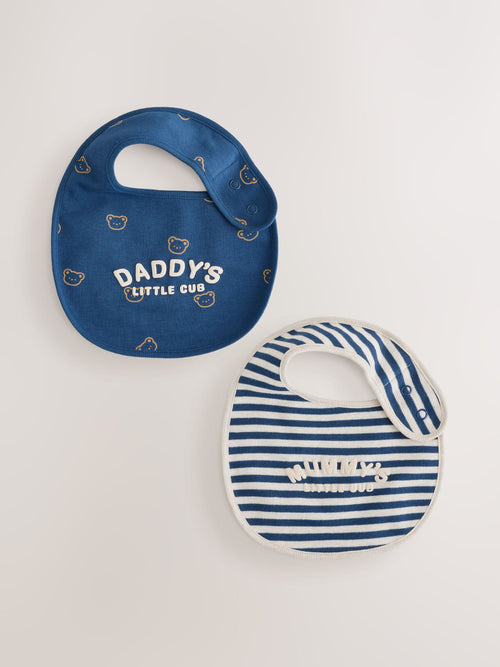Blue Mummy and Daddy Baby Bibs 2 Pack