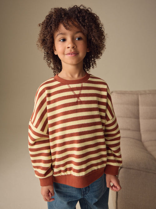 Yellow/Brown Stripe Oversized Cosy Rib Sweatshirt (9mths-16yrs)