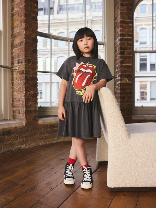 Grey The Rolling Stones Band T-Shirt Dress (3-16yrs)