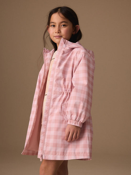 Pink Gingham Check Waterproof Printed Jacket (3-16yrs)
