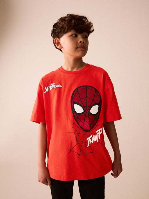 Red Sequin Spiderman Short Sleeve T-Shirt (3-16yrs)