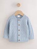 Blue Soft Touch Knitted Baby Cardigan (0mths-2yrs)