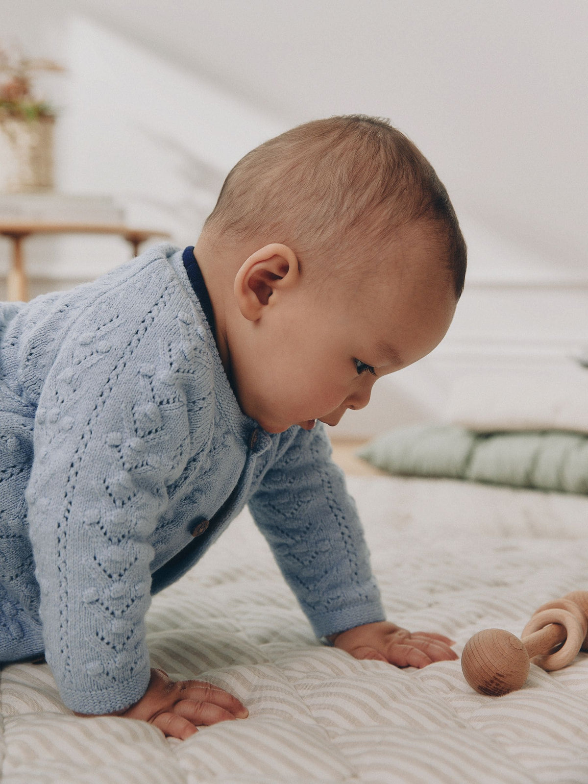 Blue Soft Touch Knitted Baby Cardigan (0mths-2yrs)