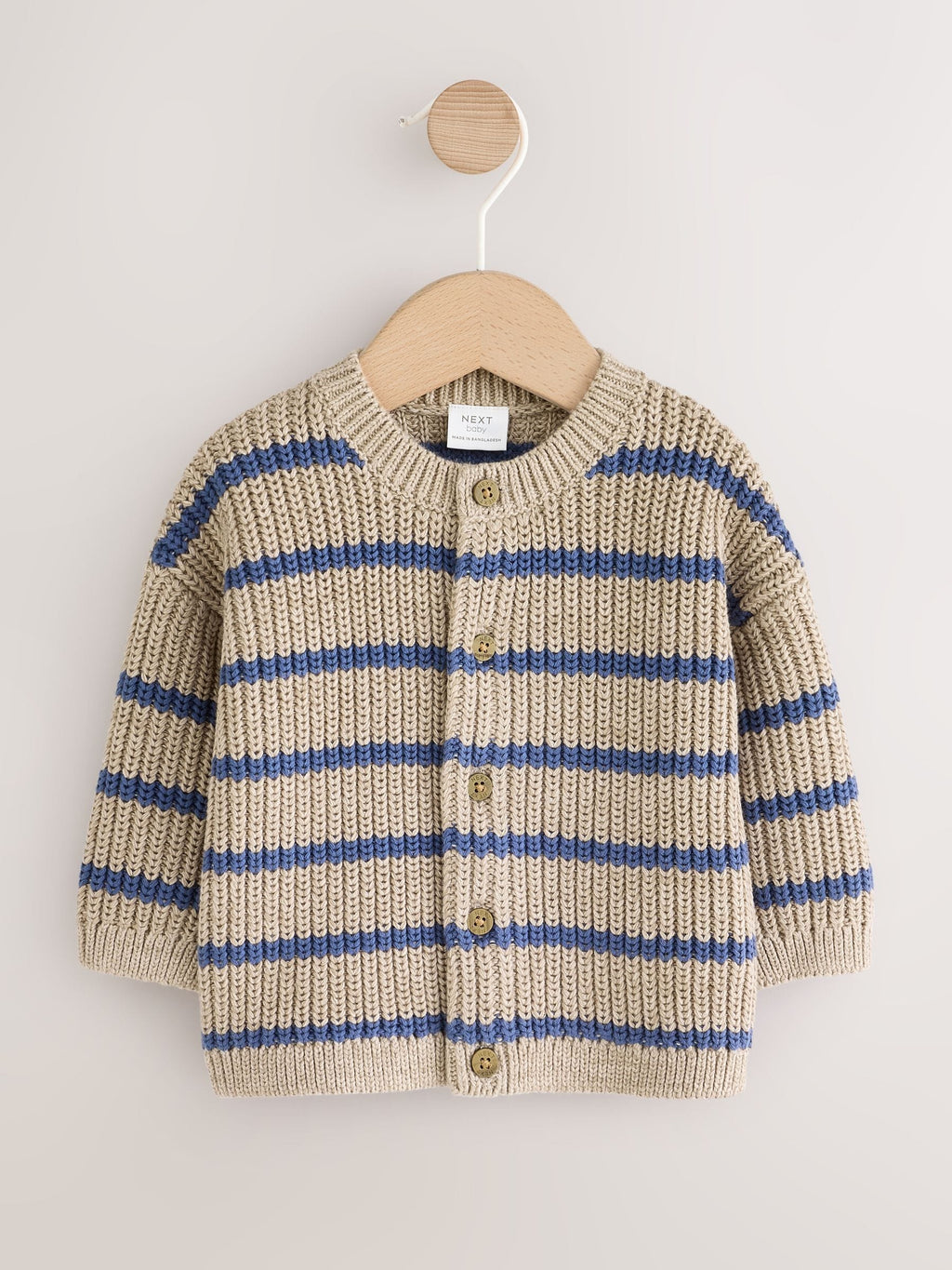 Brown/Blue Stripe Embroidered Bear Cardigan (0mths-2yrs)