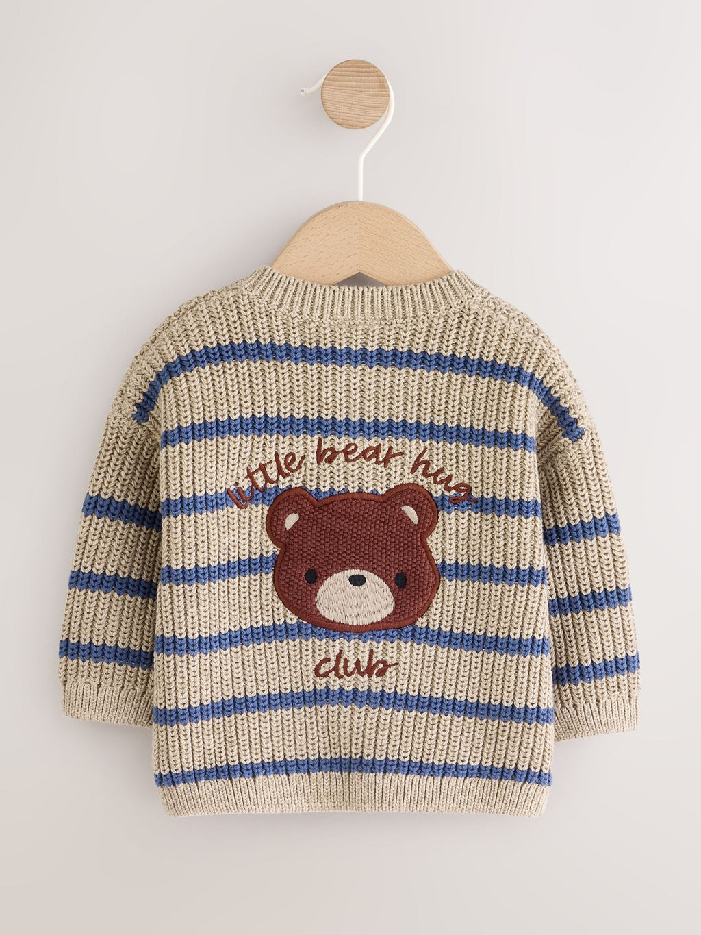 Brown/Blue Stripe Embroidered Bear Cardigan (0mths-2yrs)