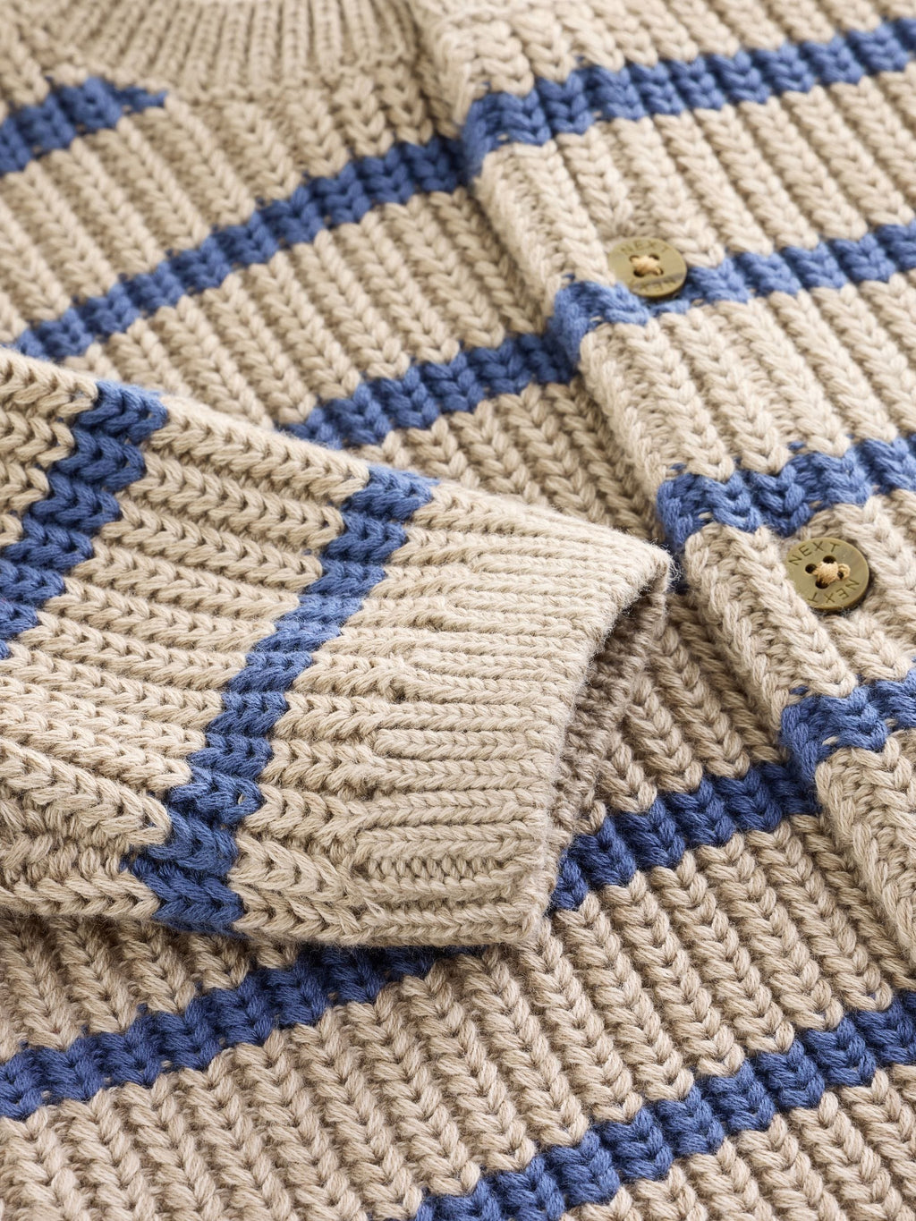 Brown/Blue Stripe Embroidered Bear Cardigan (0mths-2yrs)