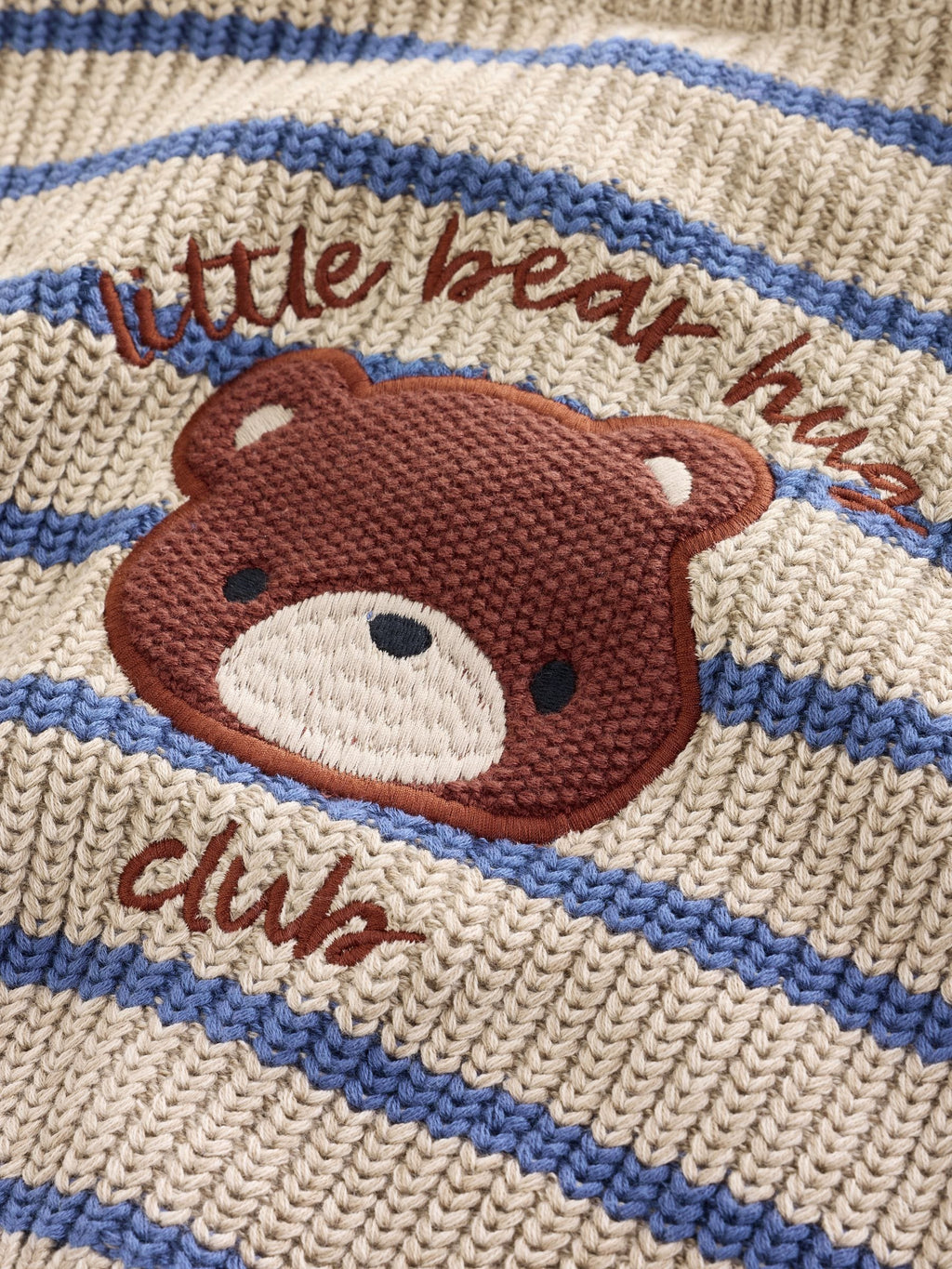 Brown/Blue Stripe Embroidered Bear Cardigan (0mths-2yrs)