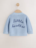 Blue Little Brother Embroidered Bear Cardigan (0mths-2yrs)