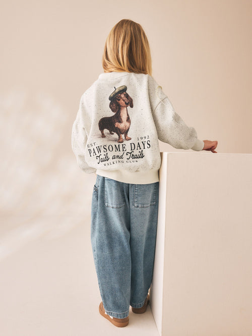 Light Grey Dog Graphic Sweatshirt (3-16yrs)