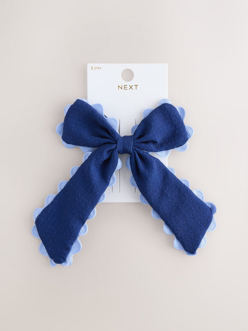 Navy Back To School Scallop Bow