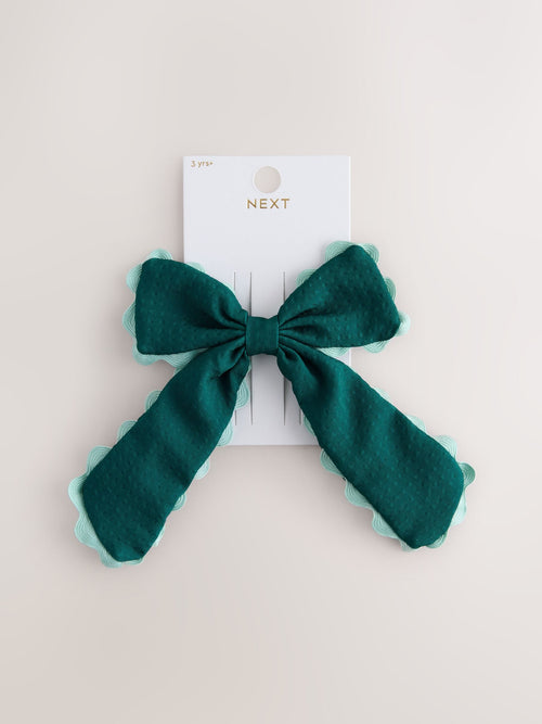 Green Back To School Scallop Bow