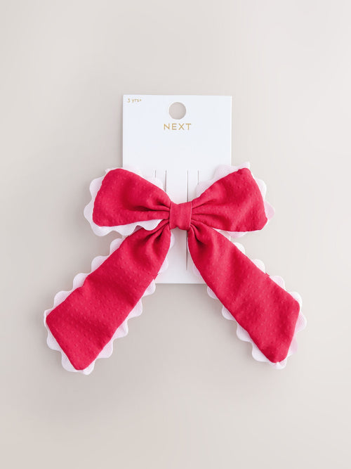 Red Back To School Scallop Bow