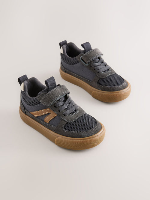 Charcoal Grey Standard Fit (F) Touch Fastening Elastic Lace Trainers