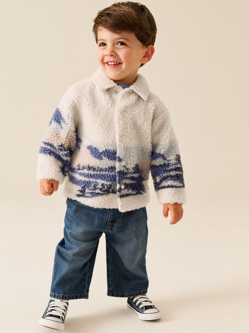 Ecru Scene Borg Fleece Shacket (3mths-7yrs)