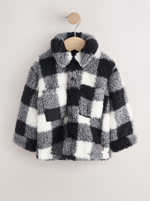 Black/White Check Borg Fleece Shacket (3mths-7yrs)
