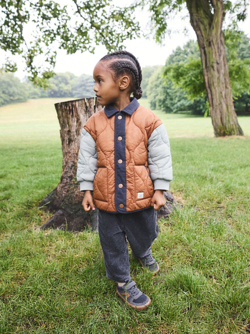 Rust Brown Colourblock Lightweight Quilted Jacket (3mths-7yrs)