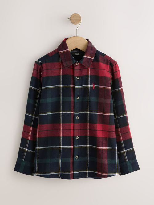 Red/Navy Long Sleeve Christmas Tartan Check Shirt (3-16yrs)